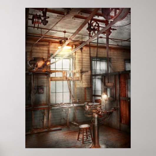 Steampunk - Machinebankwerker - Het slijpstation Poster (Voorkant)