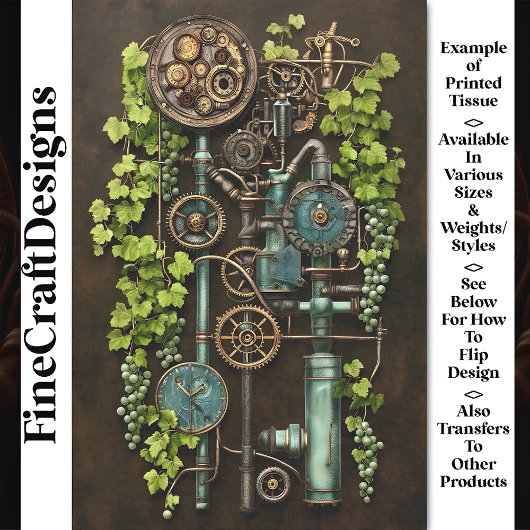 Steampunk Machinery & Grape Vine BQ3 Decoupage Tissuepapier