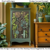 Steampunk Machinery & Grape Vine BQ3 Decoupage Tissuepapier