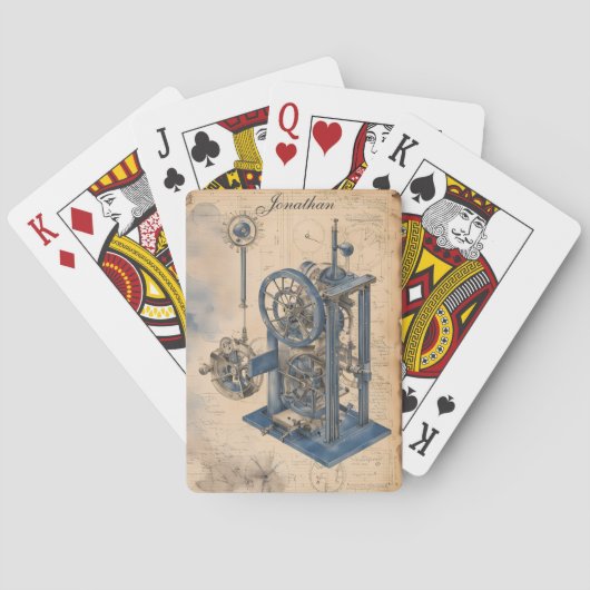 Steampunk Machinery Junk Journal Page Pokerkaarten (Achterkant)