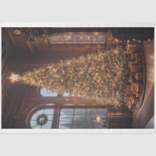 Steampunk magnanimous Christmas tree family room Tissuepapier (Voorkant)
