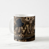 Steampunk Mam Bronze Gears Top Hat Coffee Mok (Voorkant links)