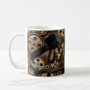 Steampunk Mam Bronze Gears Top Hat Coffee Mok