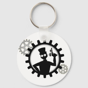 Steampunk Man Holding Pistool in Sleutelhanger voo