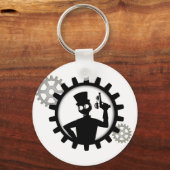 Steampunk Man Holding Pistool in Sleutelhanger voo (Voorkant)