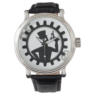 Steampunk Man Holding Pistool in versnellingsbak Horloge