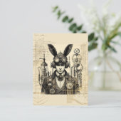 Steampunk Man met Bunny Ears Briefkaart (Staand voorkant)