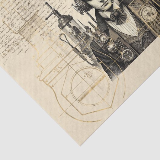 Steampunk man met Konijnenoren Tissuepapier (Detail)