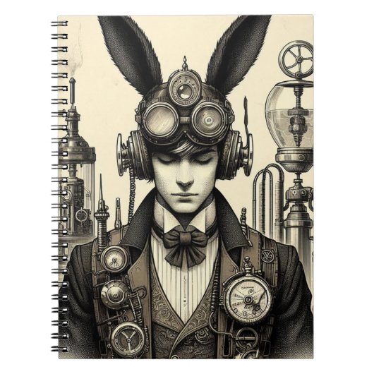 Steampunk Man met oortjes Notitieboek (Voorkant)