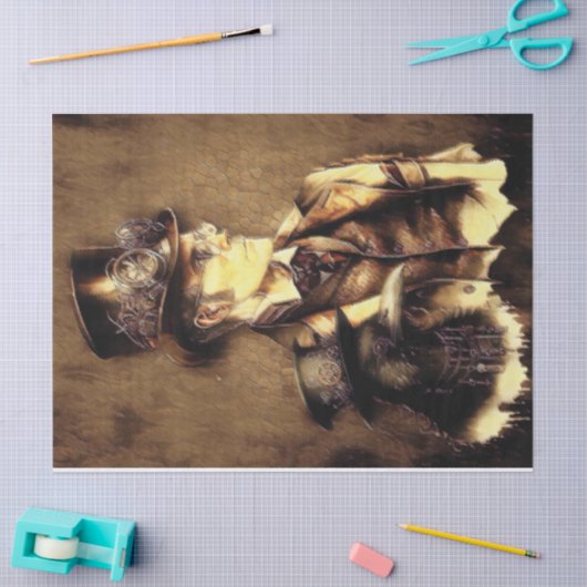 Steampunk Man met Raven Decoupage Paper Tissuepapier (Craft)