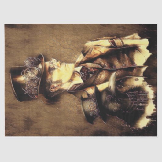 Steampunk Man met Raven Decoupage Paper Tissuepapier (Voorkant)