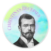 Steampunk-man op blauwgroen groene paarse aangepas keramische knop (Voorkant)