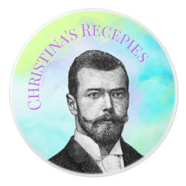 Steampunk-man op blauwgroen groene paarse aangepas keramische knop