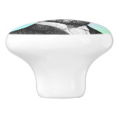 Steampunk-man op blauwgroen groene paarse aangepas keramische knop (Zijkant)