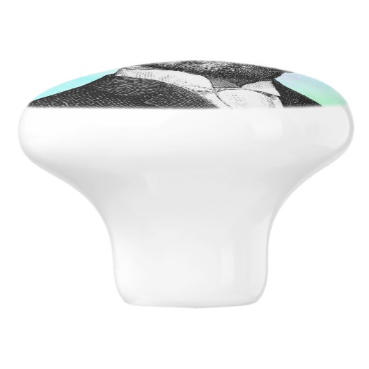 Steampunk-man op blauwgroen groene paarse aangepas keramische knop (Zijkant)