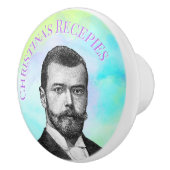 Steampunk-man op blauwgroen groene paarse aangepas keramische knop (Rechts)