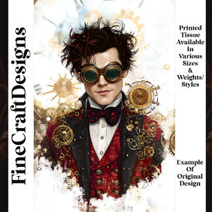 Steampunk Man Rood & Zwart Mode P7 Decoupage Tissuepapier