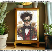 Steampunk Man Rood & Zwart Mode P7 Decoupage Tissuepapier
