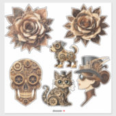 Steampunk man vrouw dieren papier ambachten kunst sticker (Vel)