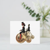 Steampunk man vrouw penny farthings cadeaus door L Briefkaart (Staand voorkant)