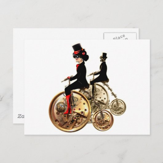 Steampunk man vrouw penny farthings cadeaus door L Briefkaart (Voorkant / Achterkant)