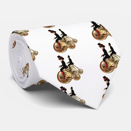Steampunk man vrouw penny farthings geschenken doo stropdas (Opgerold)