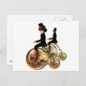 Steampunk man vrouw pony farthing cadeautjes van L Briefkaart (Voorkant / Achterkant)