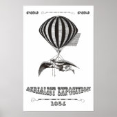 Steampunk Man with Wings & Hot Air Balloon Poster (Voorkant)