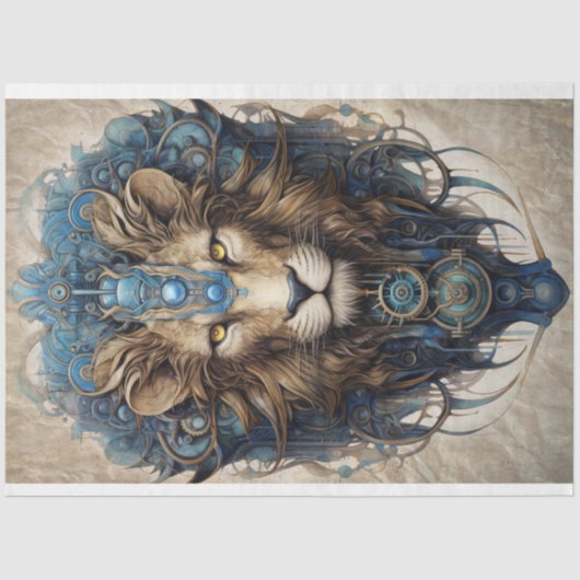 Steampunk Mannelijke Leeuw Decoupage Papier (Voorkant)