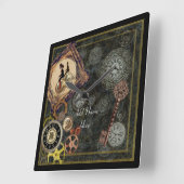 Steampunk mapvierkant - voeg naam toe pas aan vierkante klok (Hoek)