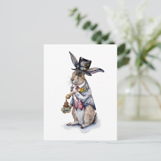 Steampunk March Hare Briefkaart (Staand voorkant)