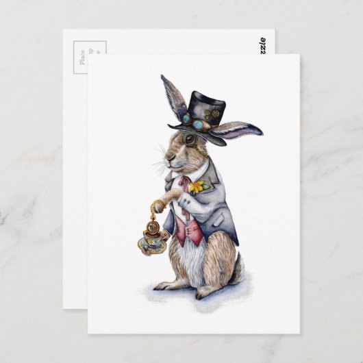 Steampunk March Hare Briefkaart (Voorkant / Achterkant)