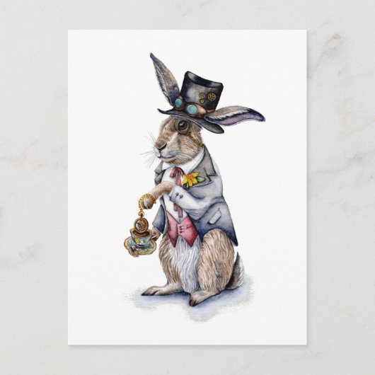 Steampunk March Hare Briefkaart (Voorkant)