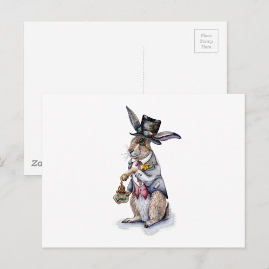 Steampunk March Hare Briefkaart (Voorkant / Achterkant)