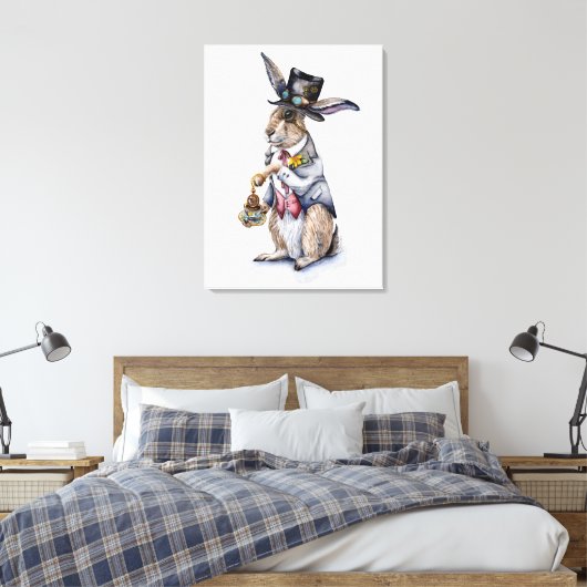 Steampunk March Hare Canvas Afdruk (Insitu (Slaapkamer))