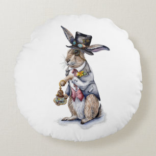 Steampunk March Hare Rond Kussen