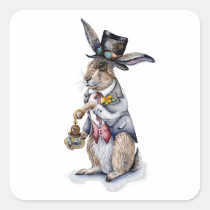 Steampunk March Hare Vierkante Sticker