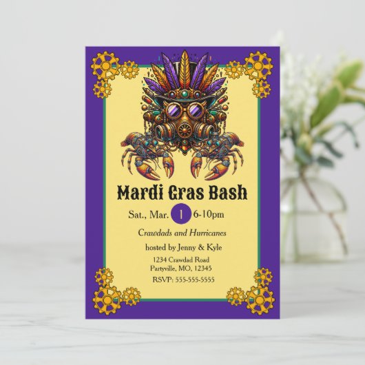 Steampunk Mardi Gras Kaart (Staand voorkant)