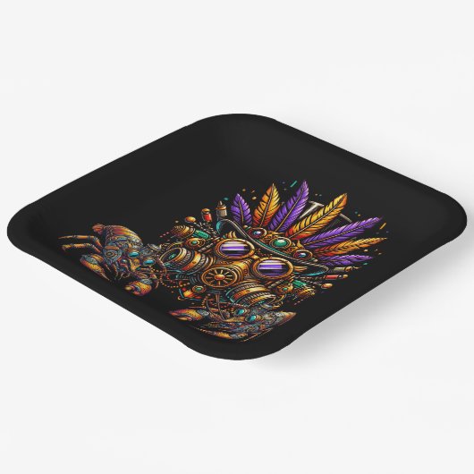 Steampunk Mardi Gras Papieren Bordje (Gebogen)