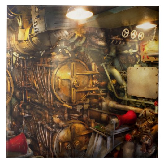 Steampunk - Marine - De torpedokamer Tegeltje (Voorkant)