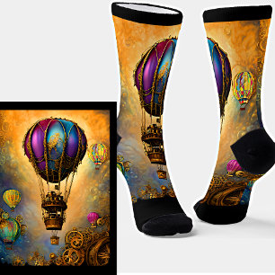 Steampunk Mauve & Blue Hot Air Ballon Oranje Sky Sokken