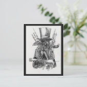 Steampunk Mecha Crow Briefkaart (Staand voorkant)