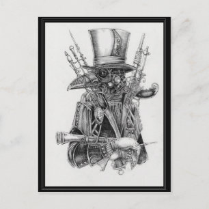 Steampunk Mecha Crow Briefkaart