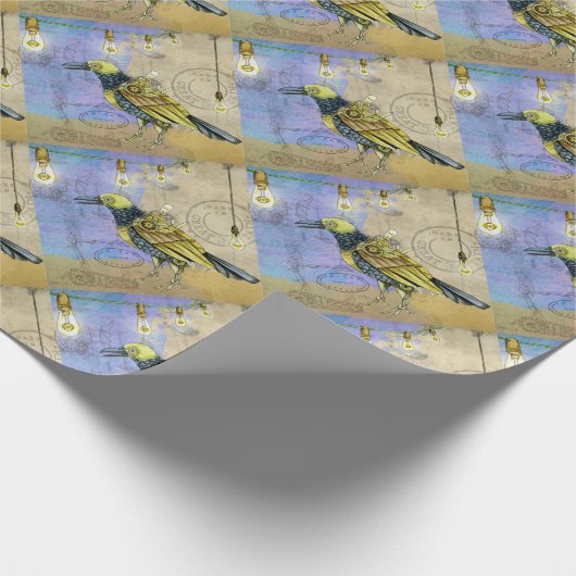 Steampunk Mechanical Bird Engineering Vaderdag Cadeaupapier (Hoek)