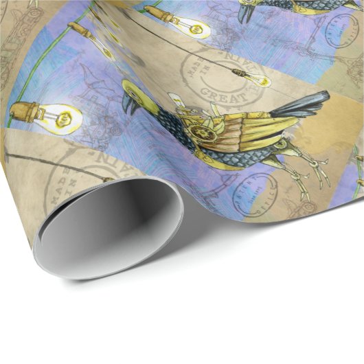 Steampunk Mechanical Bird Engineering Vaderdag Cadeaupapier (Rol Hoek)