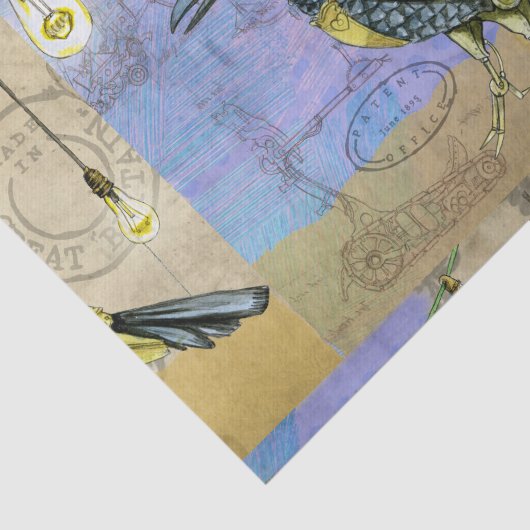 Steampunk Mechanical Bird Engineering Vaderdag Tissuepapier (Detail)