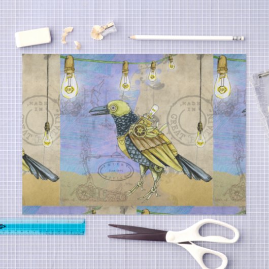 Steampunk Mechanical Bird Engineering Vaderdag Tissuepapier (Craft)