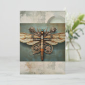 Steampunk Mechanical Dragonfly Scrapbook Kaart (Staand voorkant)