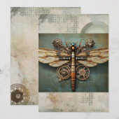 Steampunk Mechanical Dragonfly Scrapbook Kaart (Voorkant / Achterkant)
