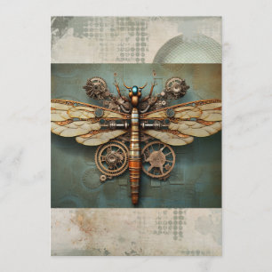 Steampunk Mechanical Dragonfly  Scrapbook Kaart